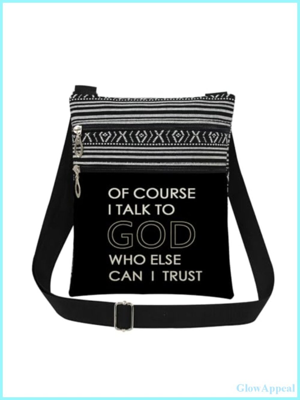 Polyester Crossbody Bag Adjustable Strap Double Zipper Daily Use